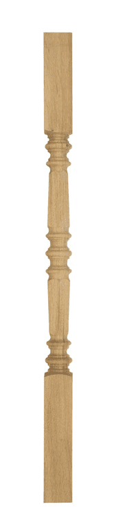 Dorchester hand-turned wooden stair spindle in oak — twin turned collars framing a tapered column