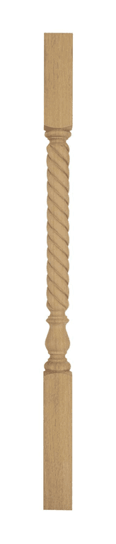 Forston hand-turned wooden stair spindle in oak — single sweeping spiral twist over a turned vase base