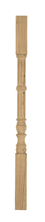 Melborne hand-turned wooden stair spindle in oak — fine turned beads and a slim vase profile