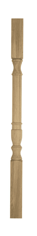Richmond hand-turned wooden stair spindle in oak — clean turned vase and ring on long square ends