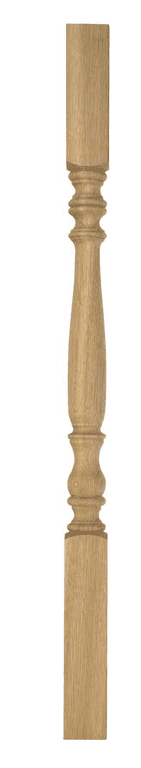 Thornbury hand-turned wooden stair spindle in oak — full central vase between turned collars